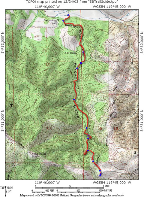 Santa Barbara Trail Guide - Arroyo Burro Trail North Map